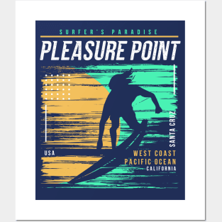Retro Surfing Pleasure Point Santa Cruz, California // Vintage Surfer Beach // Surfer's Paradise Posters and Art